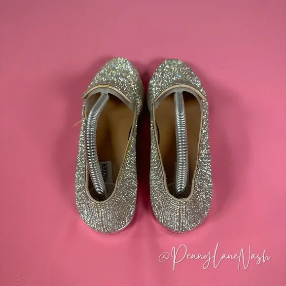 Steve Madden Smile Rhinestone Loafer Flats Silver Size 8M - Picture 6 of 16